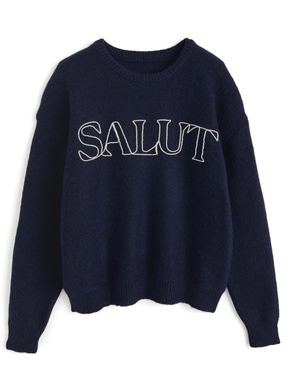 ロゴ刺繍ニットトップス