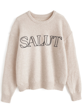 ロゴ刺繍ニットトップス