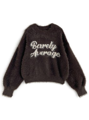 ロゴシャギーニットトップス