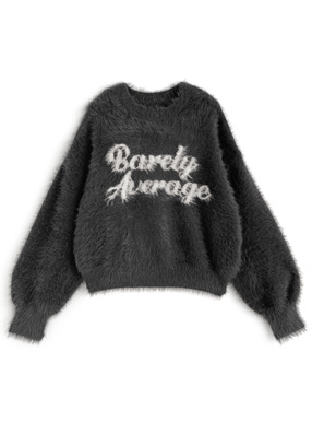 ロゴシャギーニットトップス