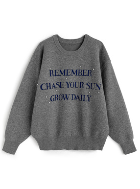 ロゴラインストーンニットトップス