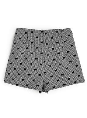 千鳥柄フロッキーリボンショートパンツ