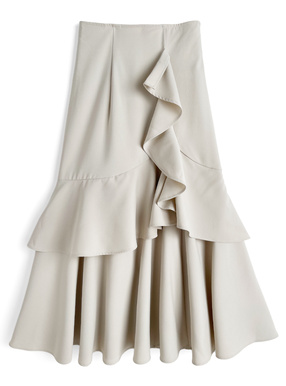 アシンメトリーラッフルティアードスカート