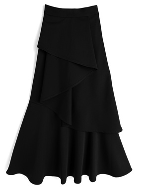 アシンメトリーラッフルマーメイドフレアスカート