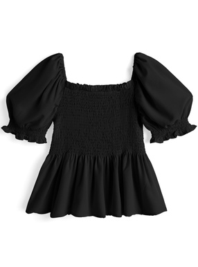 ペプラムシャーリングシフォンブラウス