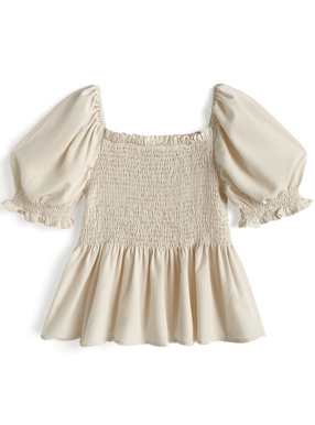 ペプラムシャーリングシフォンブラウス