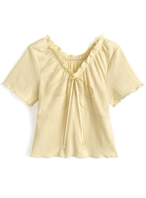 フリルリボンカットソー