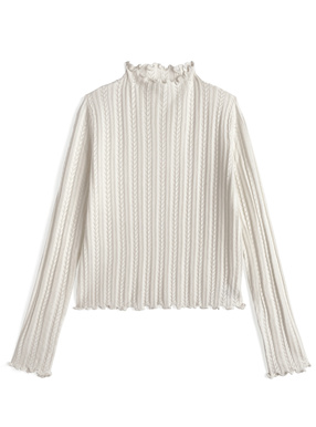 メロウフリルハイネックトップス