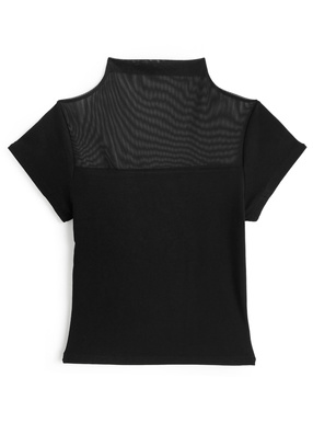 シアー切替ハイネックトップス