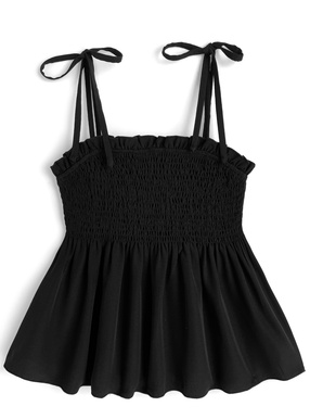 ショルダーリボンシャーリングキャミソールトップス