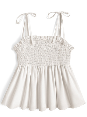 ショルダーリボンシャーリングキャミソールトップス