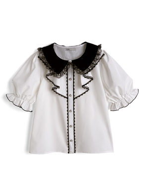 レース襟フリルブラウス