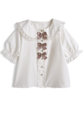 トリプルリボンレースフリルブラウス