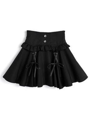 ダブルリボンフリルミニフレアスカート