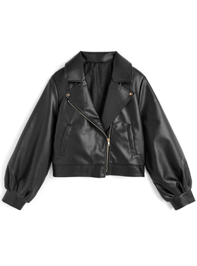ショート丈レザーライダースジャケット