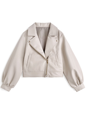 ショート丈レザーライダースジャケット