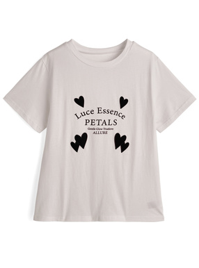 ハートロゴ刺繍プリントTシャツ