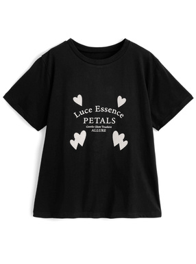ハートロゴ刺繍プリントTシャツ