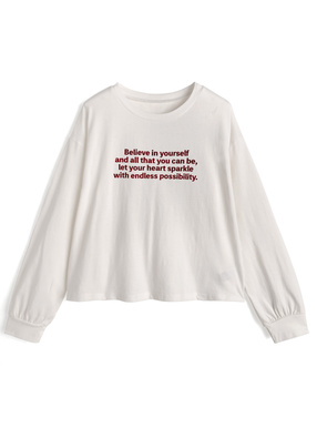配色フロッキーロゴプリントロンT