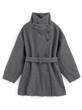 シャギースタンドミドル丈オーバーコート