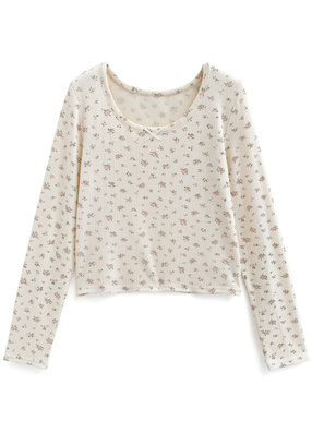 フラワー柄ショート丈ロンT