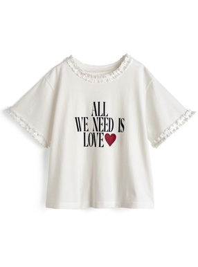 フリルロゴハートプリントTシャツ