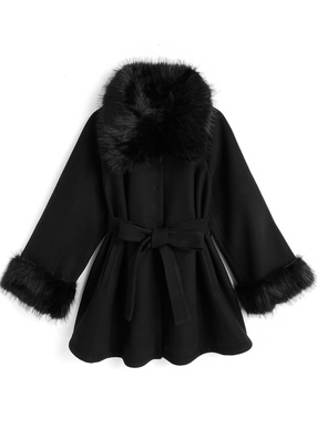 ファーティペット&リボンベルト付きコート