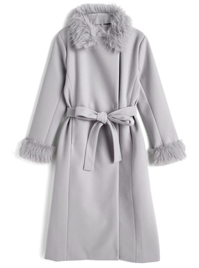 リボンベルト付きファーガウンコート