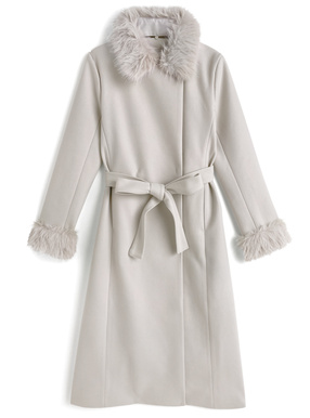 リボンベルト付きファーガウンコート