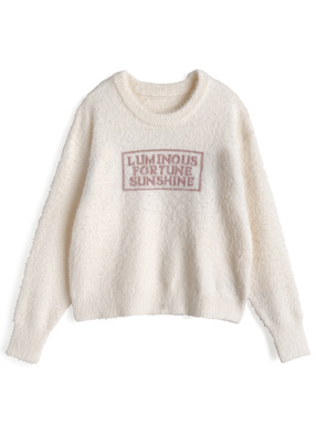 ロゴシャギーニットトップス