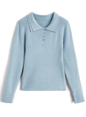 ダブルカラーリブニットトップス