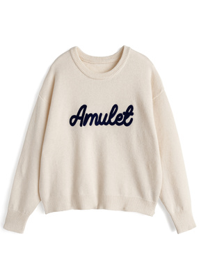 ロゴ刺繍ニットトップス