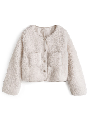 ノーカラーボアジャケット