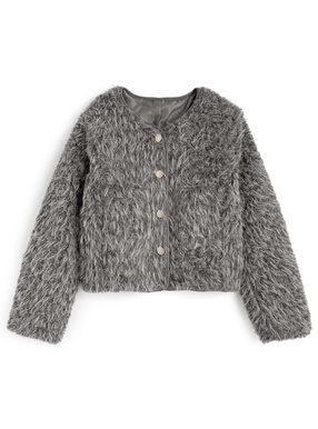 ノーカラーボアジャケット