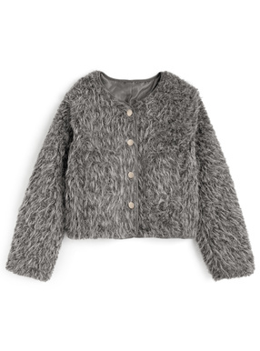 ノーカラーボアジャケット