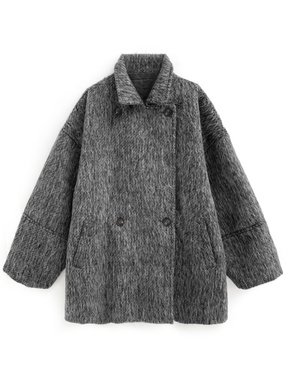 ミドル丈シャギーダブルコート