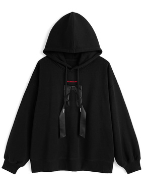 サテンリボンロゴ刺繍スウェットトップス