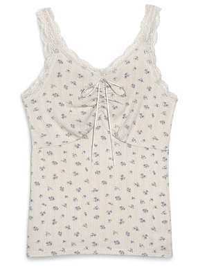 小花柄レースリボンタンクトップ