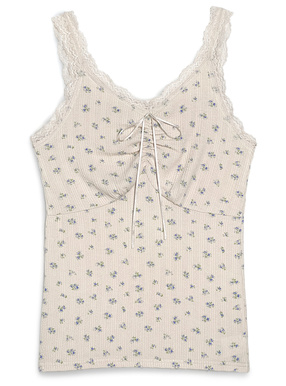 小花柄レースリボンタンクトップ