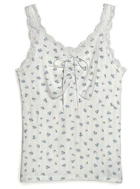 小花柄レースリボンタンクトップ