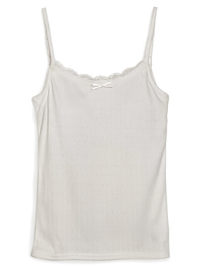 カップ付きリボンレースキャミソール