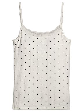 カップ付きドット柄レースキャミソール