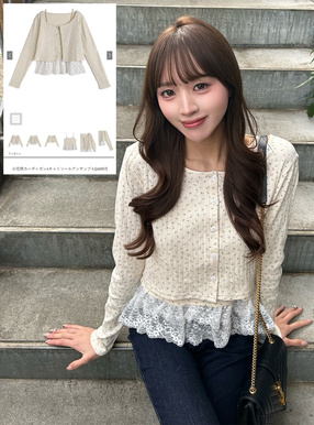 小花柄カーディガン×キャミソールアンサンブル