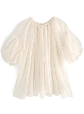 チュールギャザーブラウス
