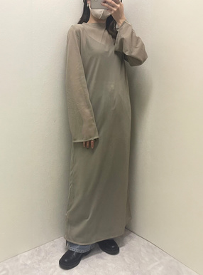 メッシュフレアスリーブワンピース
