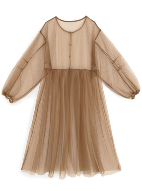 チュールギャザーフレアワンピース