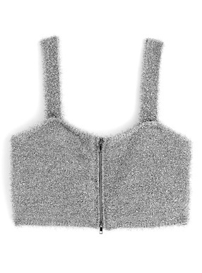 グリッターニットダブルジップビスチェ