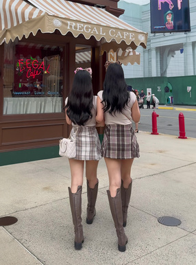 レザーバックカットローヒールロングブーツ