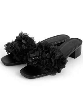 フラワーモチーフミュールサンダル