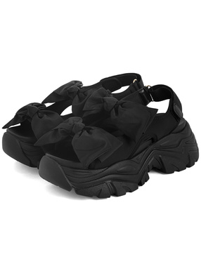 ダブルリボン厚底スポーツサンダル